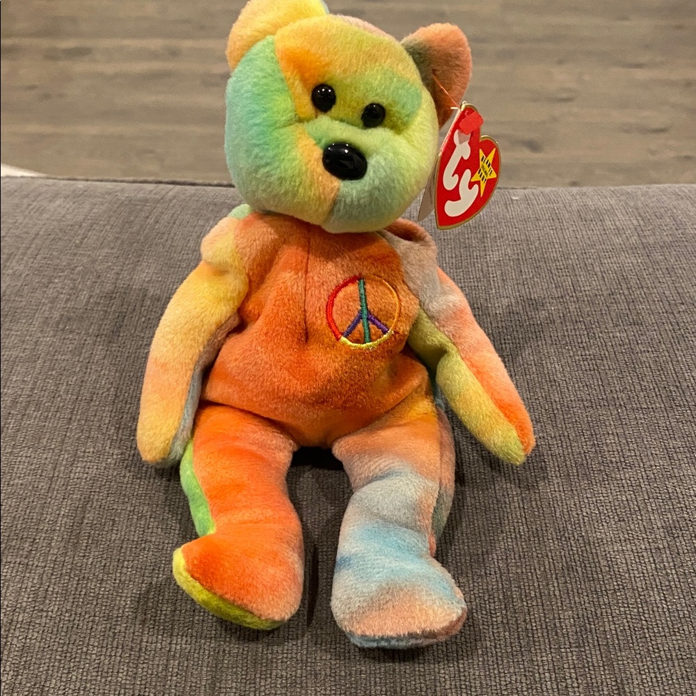 TY Beanie Baby - Peace the Bear - NEW WITH TAGS!  vintage toys toy plush stuffed